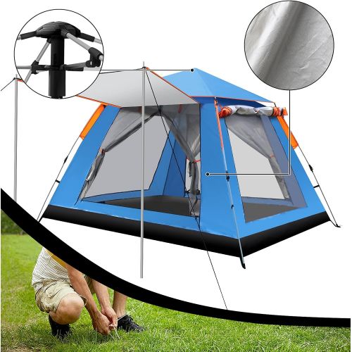  N\C Wingedsteed 2-3 Persons Instant Family Camping Tent with 2 mesh Windows,2 Doors,Double Layer,Portable Carry Bag for Family,Outdoor,Hiking