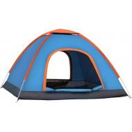 N\C NC Tent Outdoor 3-4 Full Automatic Easy to Set up Small Light Tent Camping Field Tent Thickening rain Proof Quick Open Tent Bluewithyellowedge