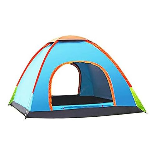  N\C NC Tent Outdoor 3-4 Full Automatic Easy to Set up Small Light Tent Camping Field Tent Thickening rain Proof Quick Open Tent Bluewithyellowedge