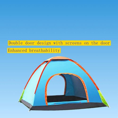  N\C NC Tent Outdoor 3-4 Full Automatic Easy to Set up Small Light Tent Camping Field Tent Thickening rain Proof Quick Open Tent Bluewithyellowedge