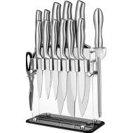 N\C Knife Set, High Carbon Stainless Steel Kitchen Knife Set 14 PCS, Super Sharp Chef Knife Set with Acrylic Stand and Serrated Steak Knives, 14PCS