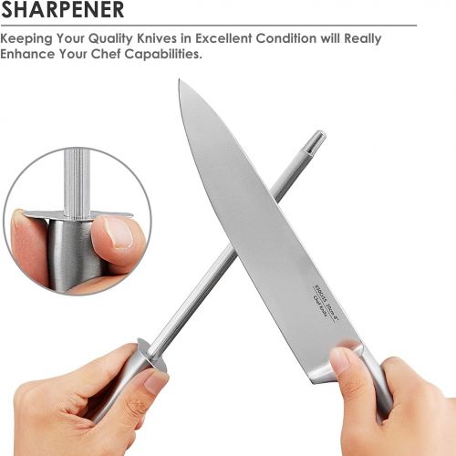  N\C Knife Set, High Carbon Stainless Steel Kitchen Knife Set 14 PCS, Super Sharp Chef Knife Set with Acrylic Stand and Serrated Steak Knives, 14PCS