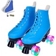 N\C Roller Skates for Women Adult and Kids Girl Ages, PU Leather High-top Shiny Derby Skate Professional Outdoor & Indoor, Double-row Shoes for Mens Size