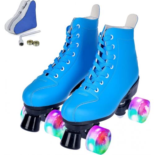  N\C Roller Skates for Women Adult and Kids Girl Ages, PU Leather High-top Shiny Derby Skate Professional Outdoor & Indoor, Double-row Shoes for Mens Size