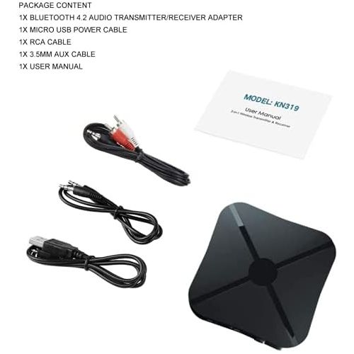  N\C Wireless Bluetooth Transmitter Receiver v5.0 Adapter, 2-in-1 Wireless 3.5mm AUX aptX Low Latency Adapter for TV/Home Sound System for Single Bluetooth Signal Device