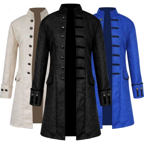  할로윈 용품N\C NC Mens Steampunk Retro Jacket Halloween Costume Retro Gothic Victorian Workwear Jacket Uniform