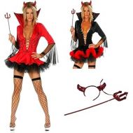 할로윈 용품N\C NC Halloween Costumes, Ladies Halloween Devil Fancy Dress Costume Horn Woman Sexy Devil Costume Outfit, Special Costumes.