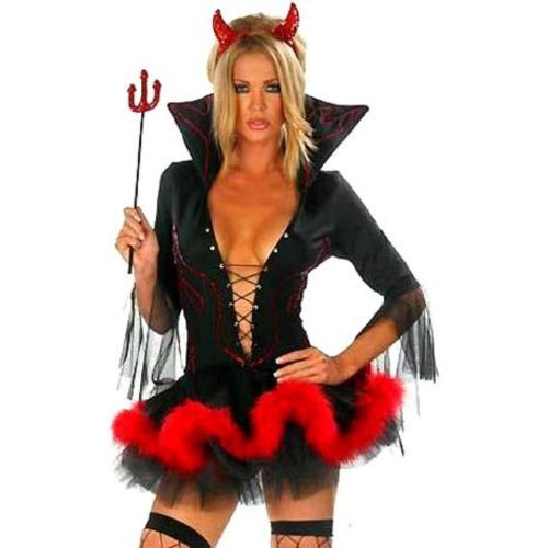  할로윈 용품N\C NC Halloween Costumes, Ladies Halloween Devil Fancy Dress Costume Horn Woman Sexy Devil Costume Outfit, Special Costumes.