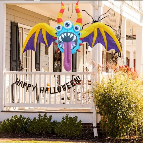  할로윈 용품N\C NC Holiday LED Inflatable Monster Decoration with Five Eyes 3ft Bat Build in LED Lights Blow Up Halloween Party Glow Decor for Indoor Outdoor Yard Garden Lawn