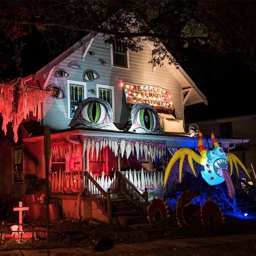  할로윈 용품N\C NC Holiday LED Inflatable Monster Decoration with Five Eyes 3ft Bat Build in LED Lights Blow Up Halloween Party Glow Decor for Indoor Outdoor Yard Garden Lawn