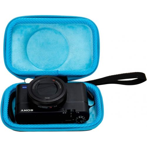  N\C Carrying Storage Case for Sony RX100 II III IV V VA VI VII ZV-1 HX-99 / Canon PowerShot SX740 HS SX730 HS SX720 HS / G7X Mark II III Digital Camera(Case Only) (Black-Blue Inside)