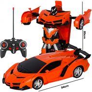 N\C NC 2 in 1 Electric RC Car Transformation Robots Children Boys Toys Outdoor Remote Control Sports Deformation Car Robots Model Toy Orange