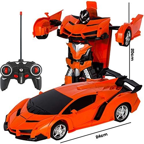  N\C NC 2 in 1 Electric RC Car Transformation Robots Children Boys Toys Outdoor Remote Control Sports Deformation Car Robots Model Toy Orange