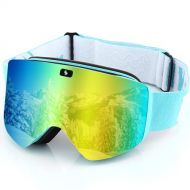 N\C Ski Goggles,Ex-Anti-Fog&UV Color Optimized OTG Magnetic Snowboard Goggles Detachable Lens for Men Women Adult