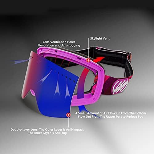  N\C Ski Goggles for Men Women,Cylinder Wide View Anti-Fog Cylindrical Interchangeable Lens - Premium Snow Goggles