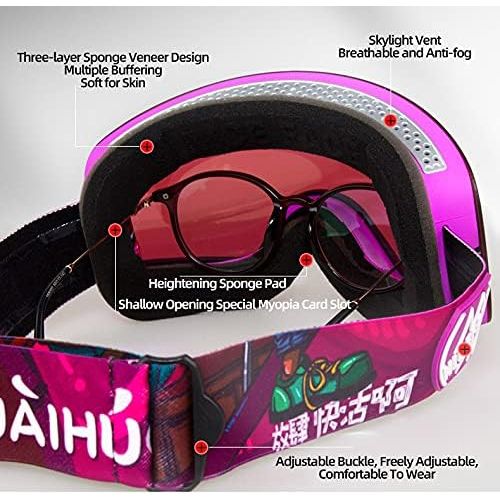  N\C Ski Goggles for Men Women,Cylinder Wide View Anti-Fog Cylindrical Interchangeable Lens - Premium Snow Goggles