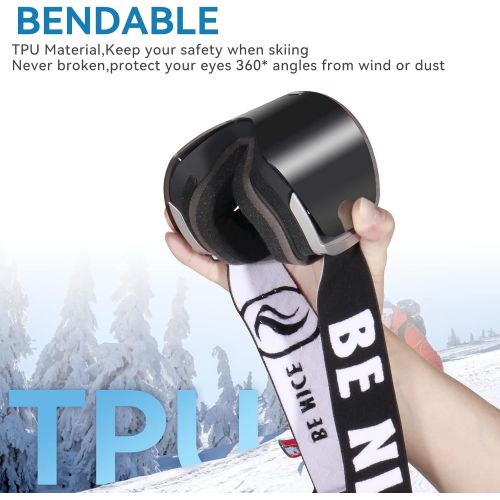  N\C Ski Goggles,Ex-Anti-Fog&UV Color Optimized OTG Magnetic Snowboard Goggles Detachable Lens for Men Women Adult