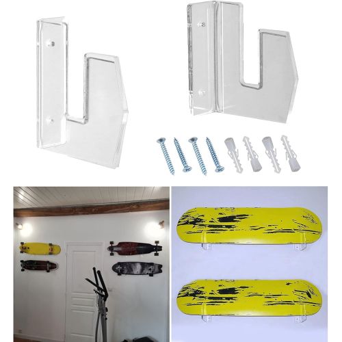  N\C NC NC Skateboard Wall Mount Display Rack 1 Pair Transparent for Snowboards Skis