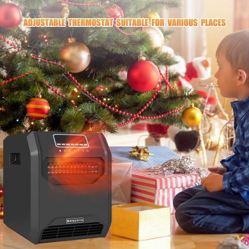  N\C Selectric Electric Space Heater for Indoor Use, Portable Infrared Space Heater with Remote, Six Infrared Quartz Heat Element for Large Room Basement Heating, with Front Air Intake