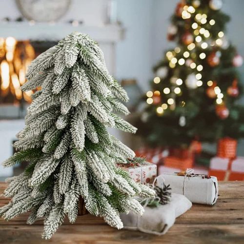  N\C NC NC Nordic Style Artificial PE 40cm Tall Christmas Tree Tabletop Home Fireplace Dining Room Centerpiece Festival Props Landscape Xmas Trees Decoration - Snow Green Tree