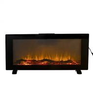 N\C 42 Wall Mounted Electric Fireplace, Fireplace Heater with Top Control and Remote Control, 10 LED Flame Colors, Overheating Protection, Timer, 1500W Black