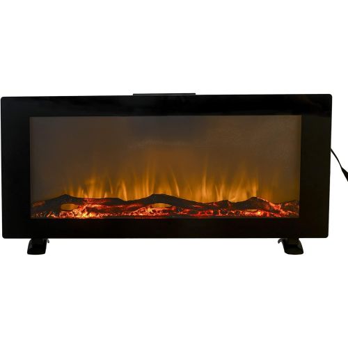  N\C 42 Wall Mounted Electric Fireplace, Fireplace Heater with Top Control and Remote Control, 10 LED Flame Colors, Overheating Protection, Timer, 1500W Black