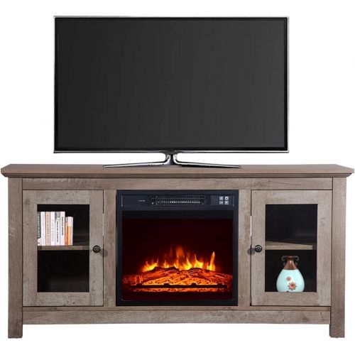  N\C NC ZOKOP SF03-18G HA114-51 51-Inch Log Cyan Fireplace TV Cabinet 1400W Single Color/Fake Wood/Heating Wire/with Small Remote Control Movement Black