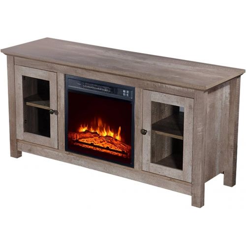  N\C NC ZOKOP SF03-18G HA114-51 51-Inch Log Cyan Fireplace TV Cabinet 1400W Single Color/Fake Wood/Heating Wire/with Small Remote Control Movement Black