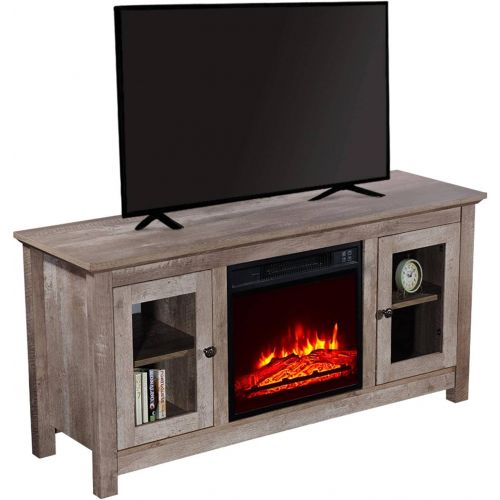  N\C NC ZOKOP SF03-18G HA114-51 51-Inch Log Cyan Fireplace TV Cabinet 1400W Single Color/Fake Wood/Heating Wire/with Small Remote Control Movement Black