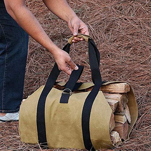  N\C NC Firewood Carrier Bag Canvas Log Tote Wood Bag Holder Hearth Stove Tools Fireplace Accessories