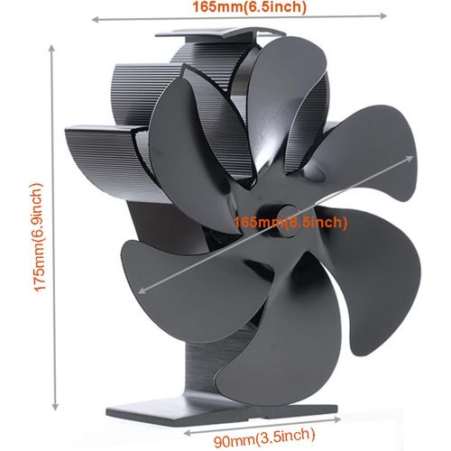  N\C NC 6 Blade Heat Powered Wood Stove Fan Mute Motor for Wood/Log Burner/Fireplace Non Electric Fan