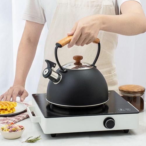  N\C NC Stove Top Tea Kettle with Wood Pattern Anti Scald Handle Stainless Steel Teapot for All Kitchen Stove Top/Induction Gas Electric Applicable