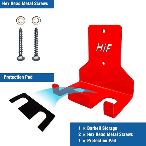  N\c HIFLAME Double Barbell Storage Wall Mounted Storage Rack, Wall Barbell Rack, Olympic Wall Mount Barbell Holder,Vertical Hanging Barbell Rack.Suitable for Gym.Home Fitness. (Red)