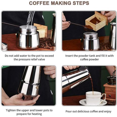  N / A Stainless Steel Coffee Percolator, Espresso Maker, Filtration System 100% No Coffee Grounds Guarantee, for Induction Cookers.3.73.77.5in