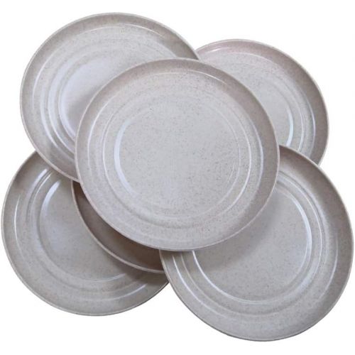  [아마존베스트]N/ A 6 Pcs 6INCH Lightweight Wheat Straw Plates, Unbreakable Dinner Plate for Baby Kids, Toddler, Anti-fallen, Dishwasher Microwave Safe Plates (small, beige)