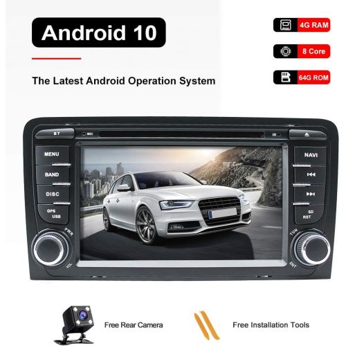  N A Booyes For Audi A3 S3 2002 2013 Android 10.0 Octa Core 4GB RAM 64GB ROM 7 Inch Car DVD Player Multimedia GPS System Car Stereo Double Din Support Car Car Play/TPMS/OBD/4G WiFi/DAB