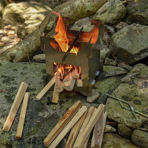  N / A Portable Foldable Wood Stove, Outdoor Cooking Picnic Backpack Stove, Suitable for Outdoor Survival Cooking Picnic Hunting