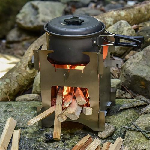  N / A Portable Foldable Wood Stove, Outdoor Cooking Picnic Backpack Stove, Suitable for Outdoor Survival Cooking Picnic Hunting