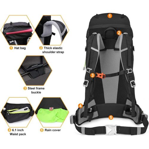  N NEVO RHINO Internal Frame Hiking Backpack 40/50/60/65/80L, Mountain Climbing Camping Backpack Daypack Waterproof Rain Cover