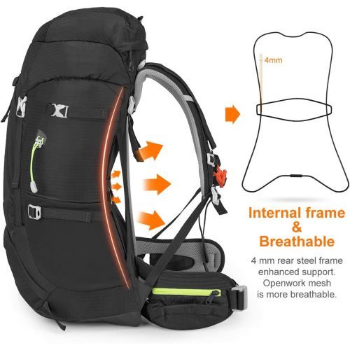  N NEVO RHINO Internal Frame Hiking Backpack 40/50/60/65/80L, Mountain Climbing Camping Backpack Daypack Waterproof Rain Cover