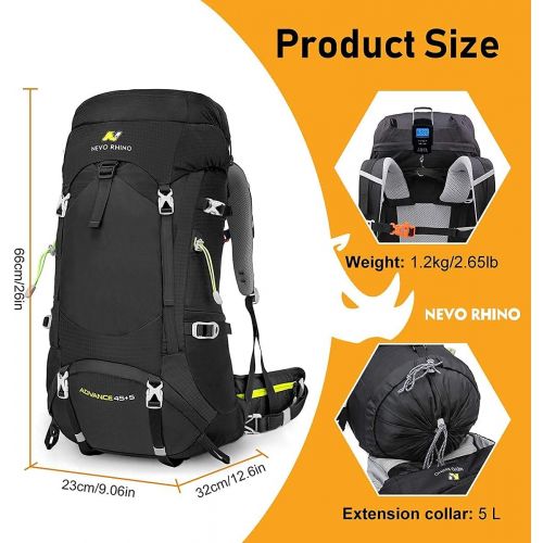  N NEVO RHINO Internal Frame Hiking Backpack 40/50/60/65/80L, Mountain Climbing Camping Backpack Daypack Waterproof Rain Cover