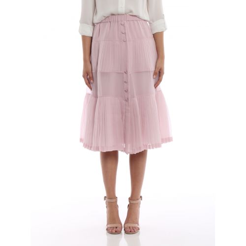  N°21 Pink silk skirt with pleated panels