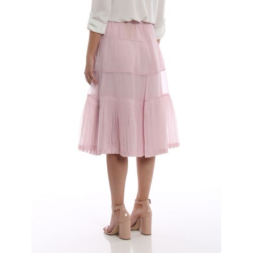  N°21 Pink silk skirt with pleated panels