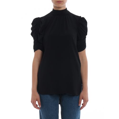  N°21 Wrinkled short sleeve crepe blouse