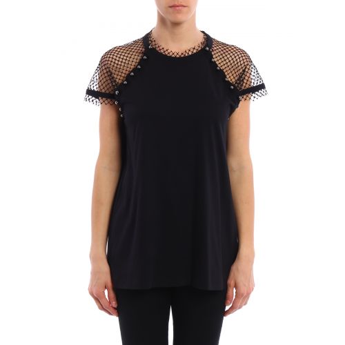  N°21 Studded mesh shoulders T-shirt