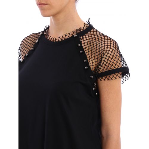  N°21 Studded mesh shoulders T-shirt