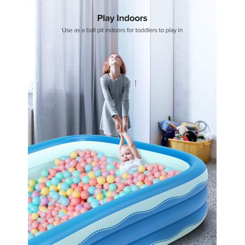  N/A Inflatable Swimming Pool, 118 inch X 72.5 inch X 20 inch Rectangle Above Ground Family Blow Up Pool for Kiddie Adults, Large Full-Sized Thickened Plastic Pool for Garden Backyard O