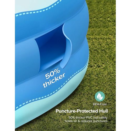  N/A Inflatable Swimming Pool, 118 inch X 72.5 inch X 20 inch Rectangle Above Ground Family Blow Up Pool for Kiddie Adults, Large Full-Sized Thickened Plastic Pool for Garden Backyard O