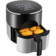 N++A Air Fryer Small with 9 Presets, Stainless Steel Air Fryers Oven Oilless Cooker, Preheat and Reheat, Nonstick Detachable Fry Basket, Dishwasher Safe, LED Touch Screen, Black,Stainle