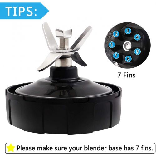  N-A JIAYOUXILE Ninja Blenders - Ninja Blender Replacement Parts 7 Fins Blade Assembly Fits Nutri Ninja Auto-iQ BL482 BL642 NN102 BL682 BL2013(7 Fins)